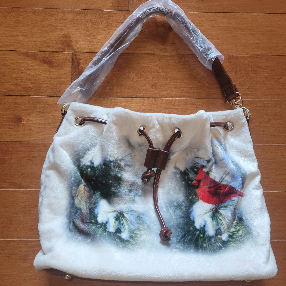 NEW BRADFORD EXCHANGE Cardinals Winter Songbird Fleece Handbag, Exclusive in UK - Picture 4 of 6